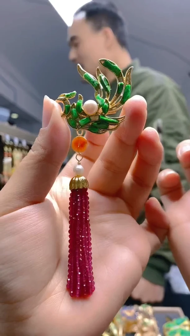 【闪购商品】翡翠耳饰合金061翡翠胸针