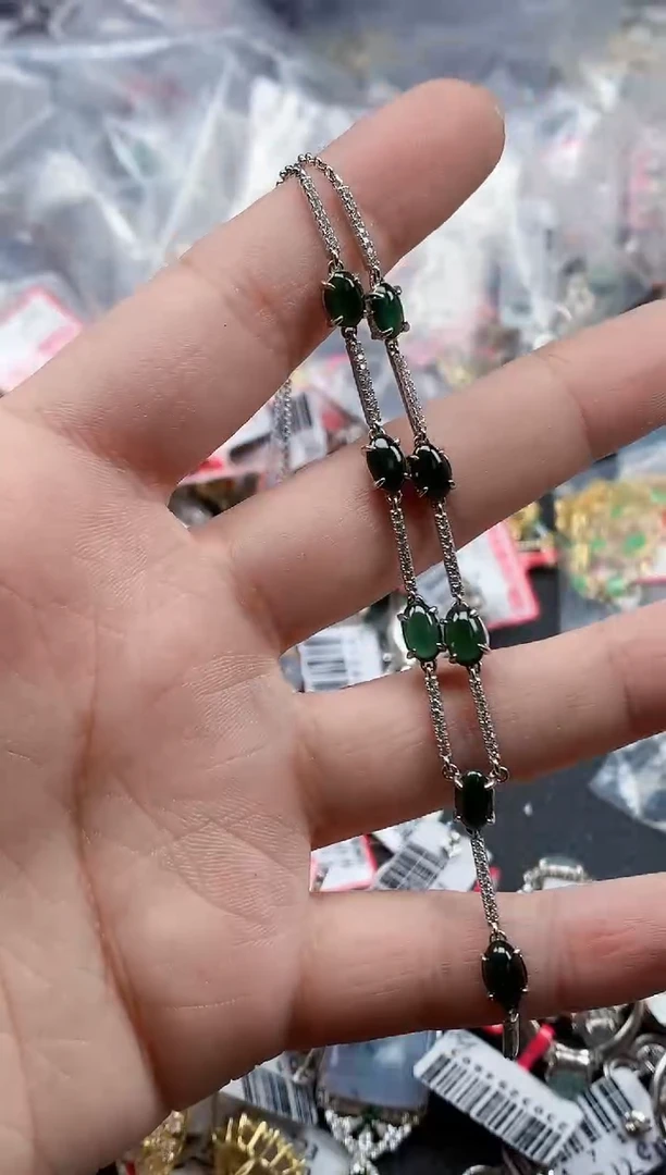 银S925镶嵌戒指翡翠天然A货缅甸翡翠