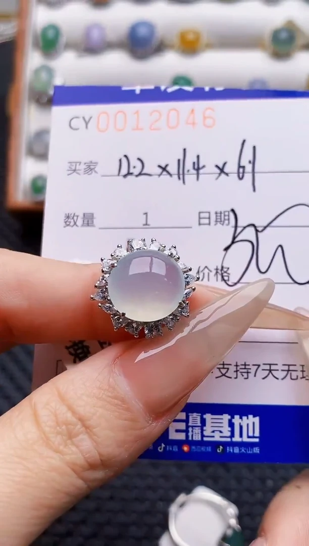 银S925镶嵌戒指翡翠2046