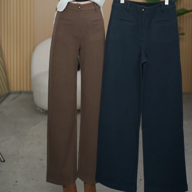 24525直筒裤秋冬高腰休闲裤长裤百搭女装时尚女士宽松休闲气质款