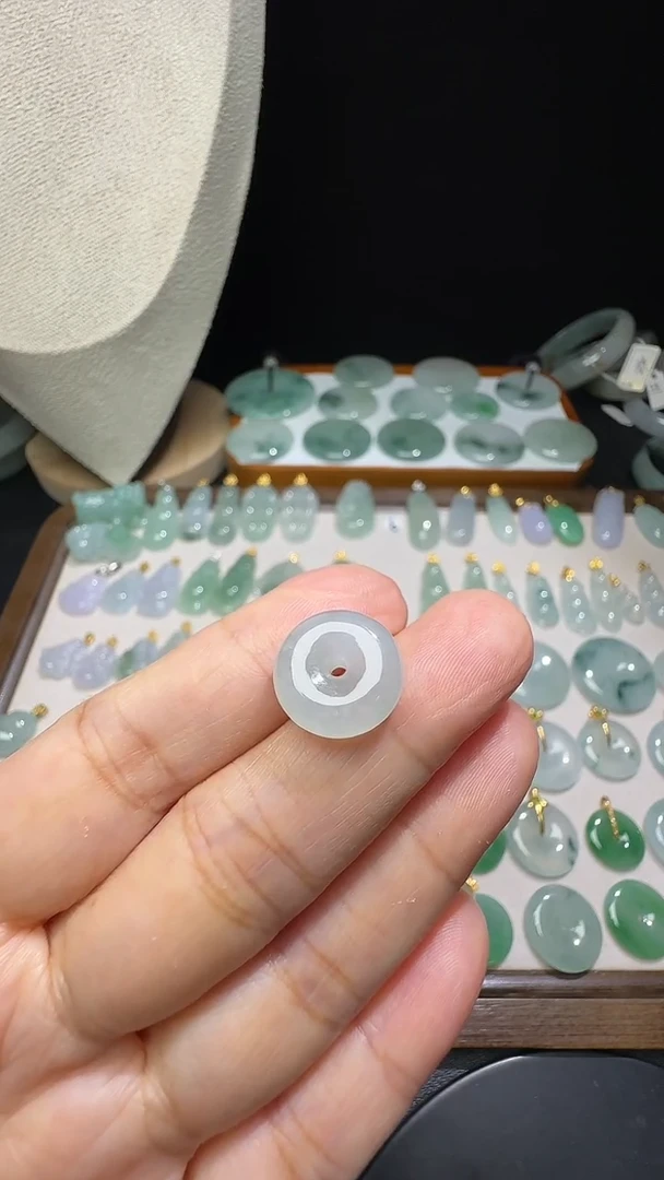 吊坠(不含链)未镶嵌翡翠小平安扣尺寸13.9*5.8mm