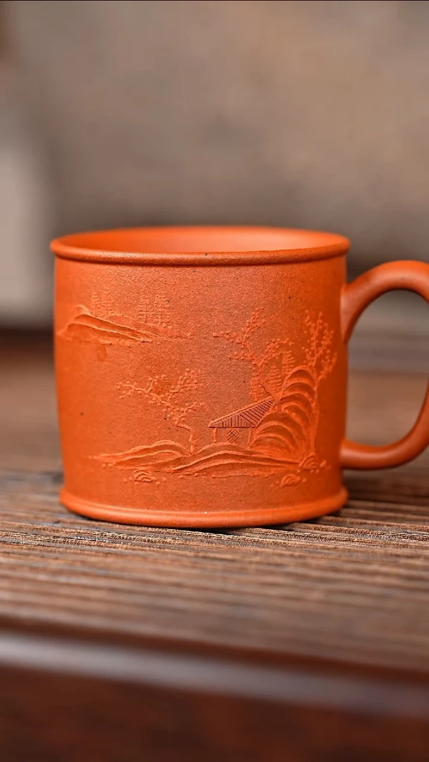 茶壶紫砂@****子红泥泥绘主人杯