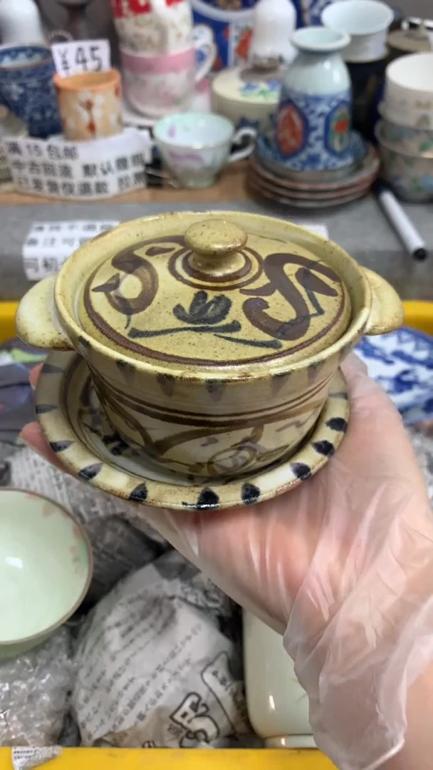 【闪购商品】瓷片110手绘双耳炖盅110手绘双耳炖盅