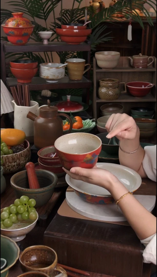 碗微瑕景德镇手工高温餐具敦煌葫芦