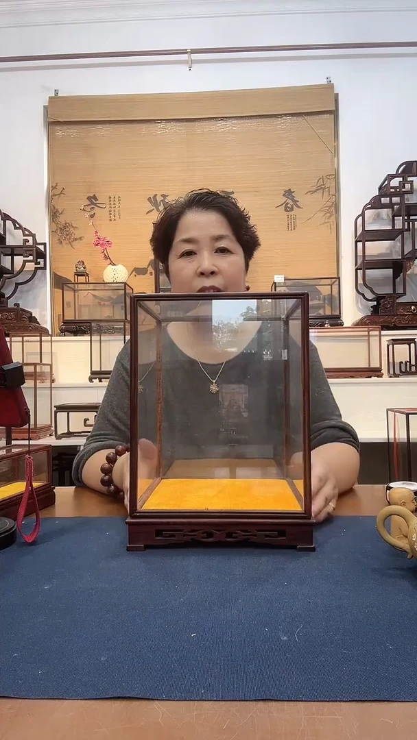 红酸枝木类木头款玻璃罩300