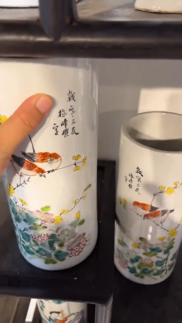 摆件瓷摆件瓷摆件瓷摆件花鸟冒桶