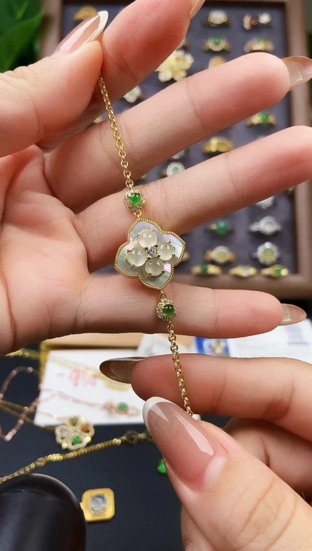 银S925镶嵌手链翡翠21