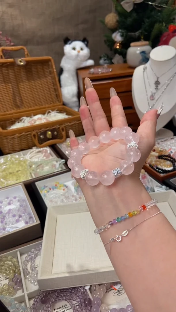 水晶手链未镶嵌孤品捡漏均匀瑕疵介意勿拍