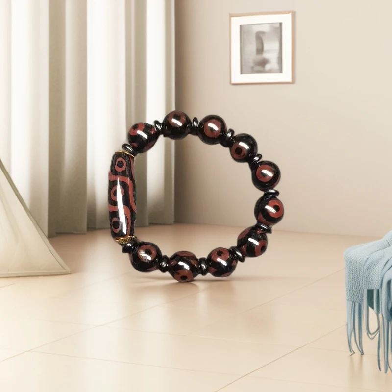 玛瑙九眼天珠手串