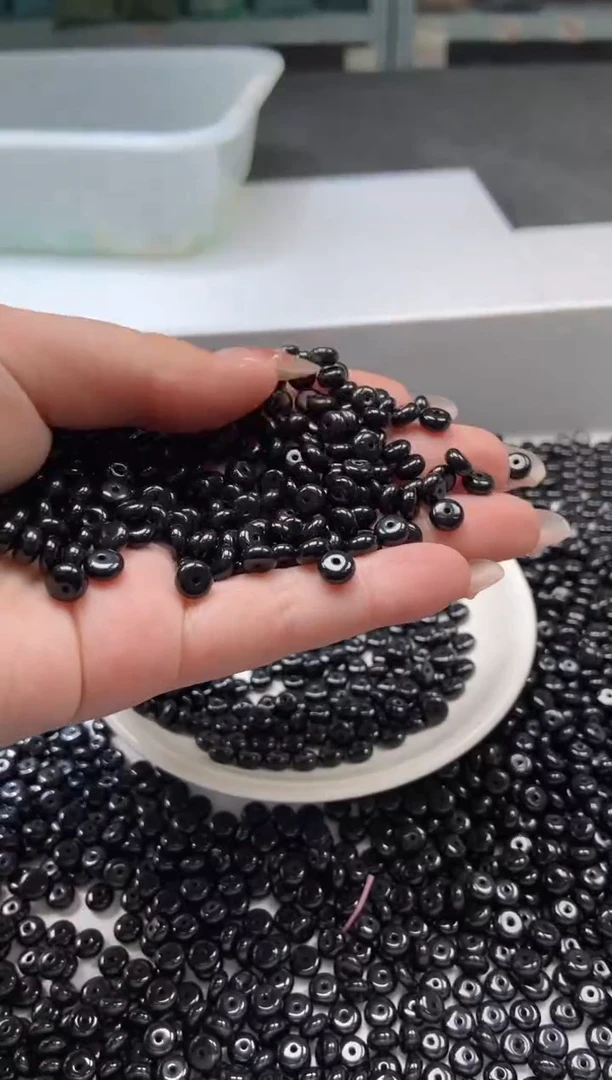 未镶嵌颈饰玛瑙/玉髓w2527黑玛瑙算盘6*3mm*30颗