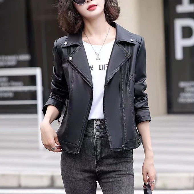 【特价-占单者限购】Q2732 质感黑色短款皮衣，解锁率性时尚密码8226