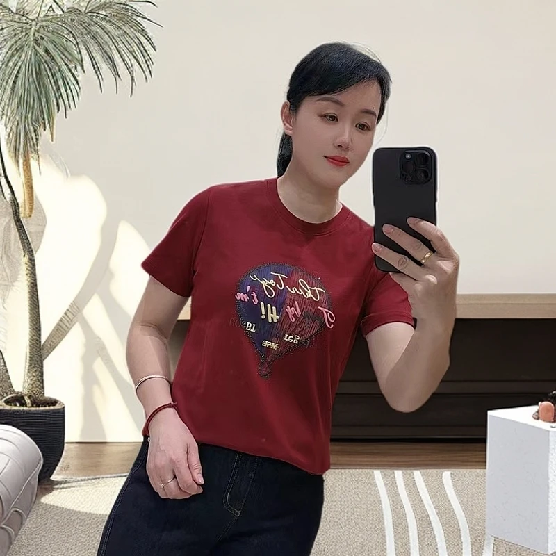 2025爆款百搭显瘦时尚仙女风夏季气球印花字母T恤8510