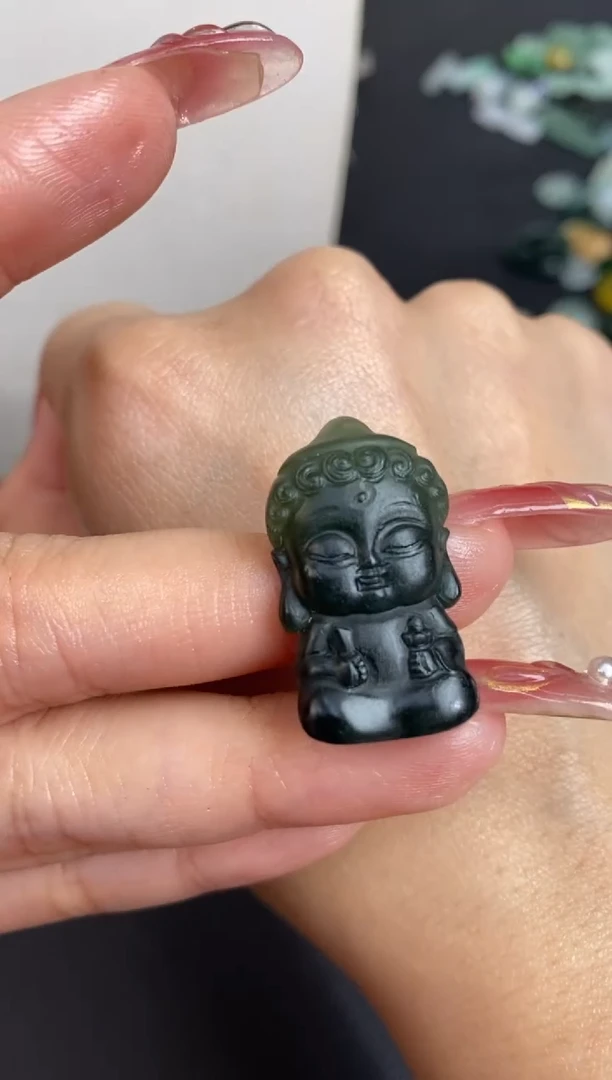 未镶嵌定制翡翠翡翠毛货~宝宝文殊