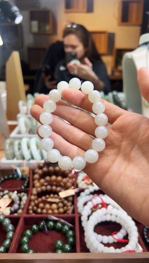 未镶嵌手链和田玉于田料青白玉手串卡12