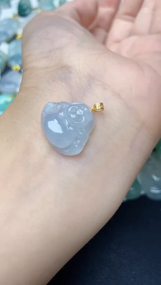 颈饰18K金镶嵌翡翠天然缅甸A货翡翠