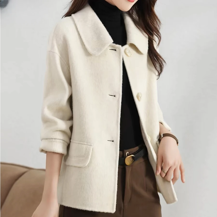 2336#短款毛呢外套女新款女装双面羊绒高级羊毛呢子大衣