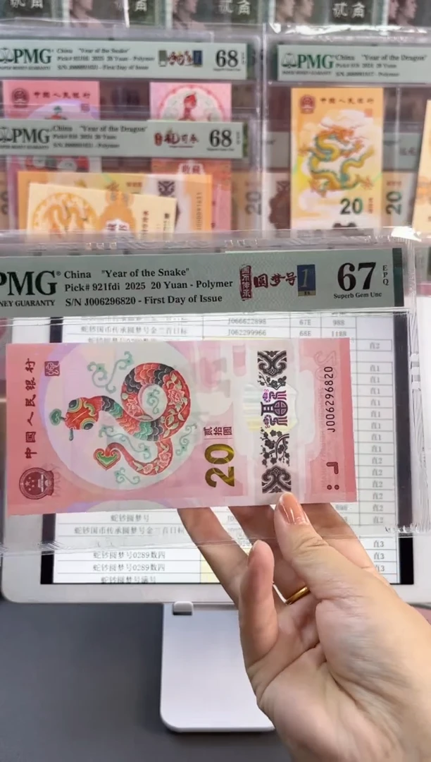 塑料蛇钞圆梦号四标首日PMG67分尾820