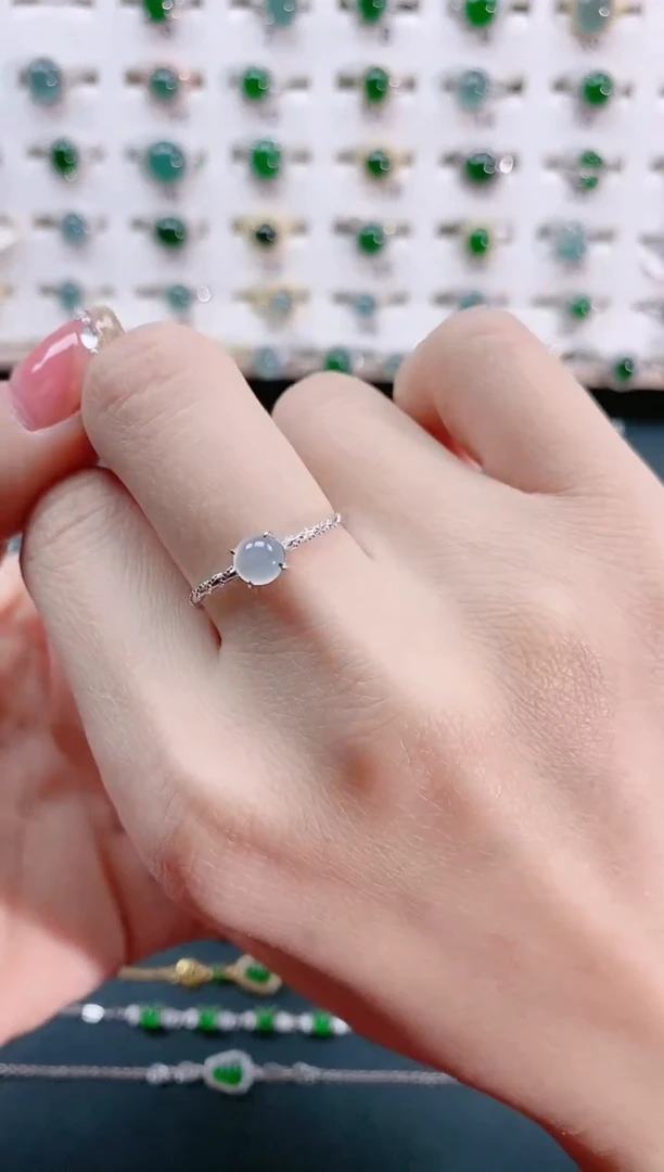 【闪购商品】翡翠戒指银S925镶嵌天然翡翠