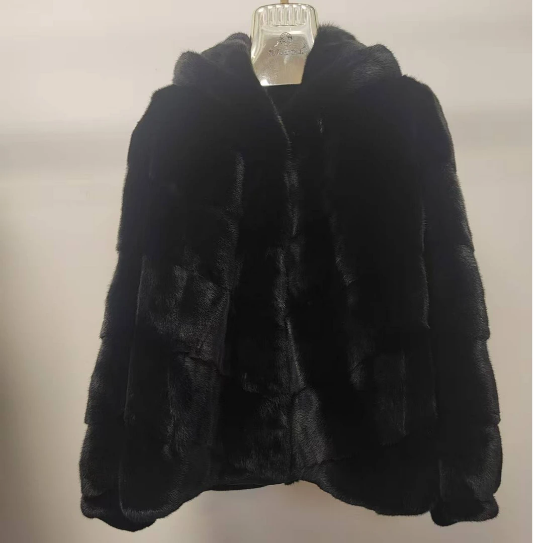 （60cm）进口水貂短款连帽款女装皮草外套
