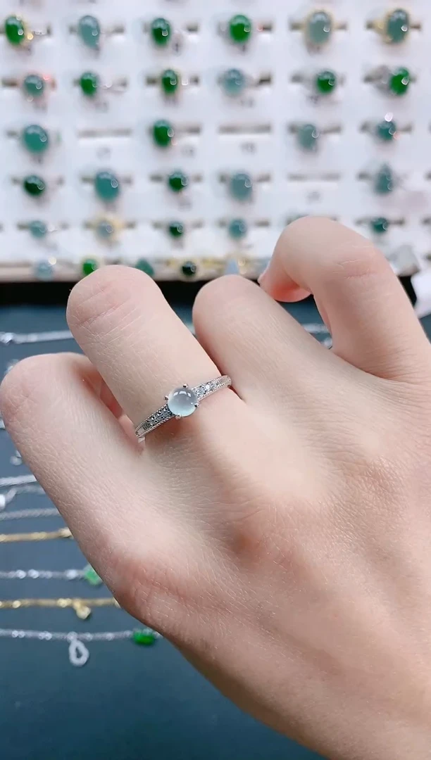 【闪购商品】翡翠戒指银S925镶嵌天然翡翠