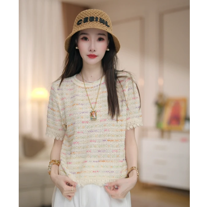 【新款上新】马克华菲女装欧若风夏季气质设计感短袖上衣F52004A697