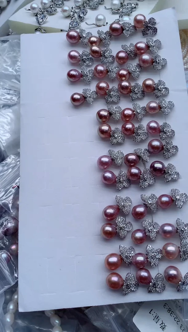 合金耳饰淡水珍珠多样性发其一，非无暇