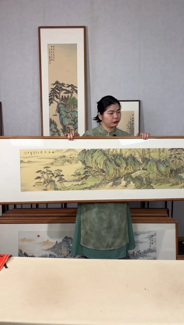 国画手绘*林泉高逸*52*172cm带框发货