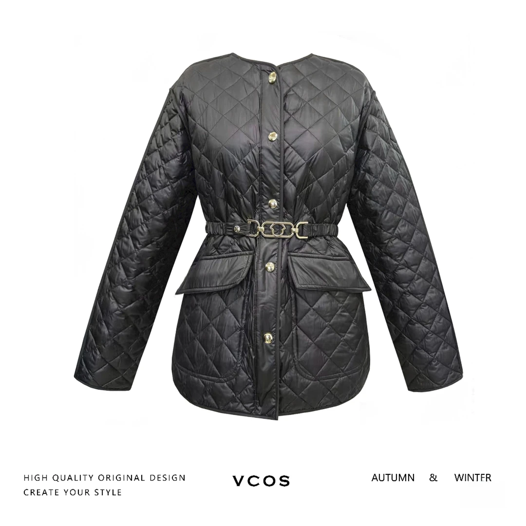VCOS时髦轻薄菱格绗线短款羽绒服(两个色）