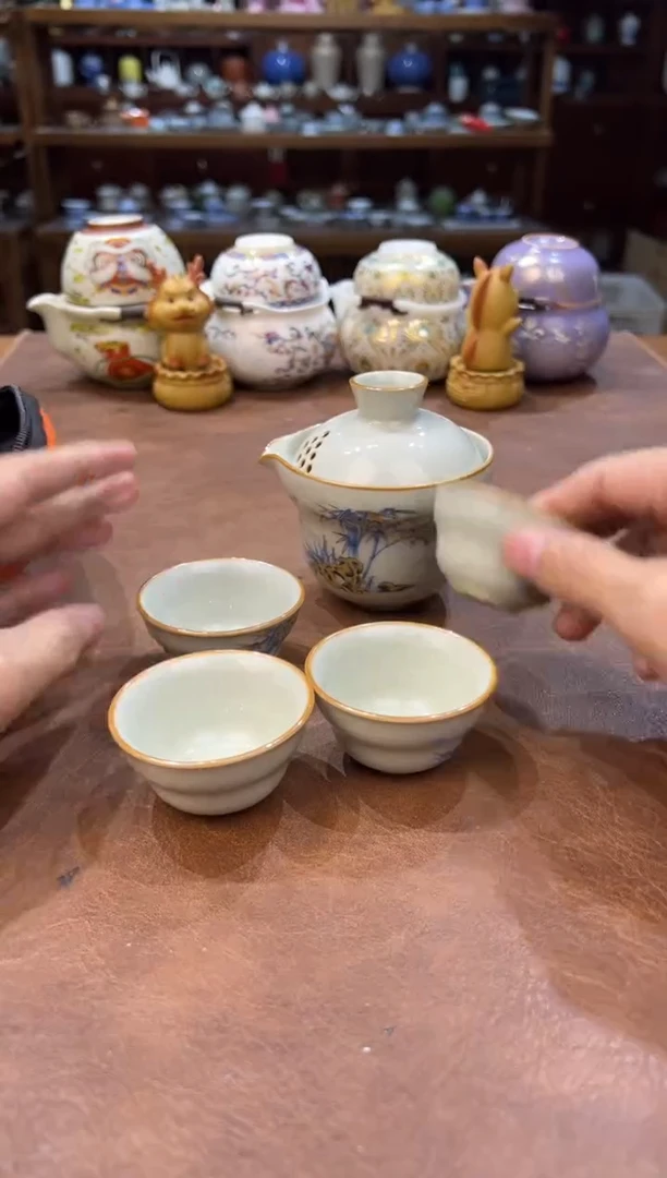 真的很便宜超好看会开片的旅行茶具