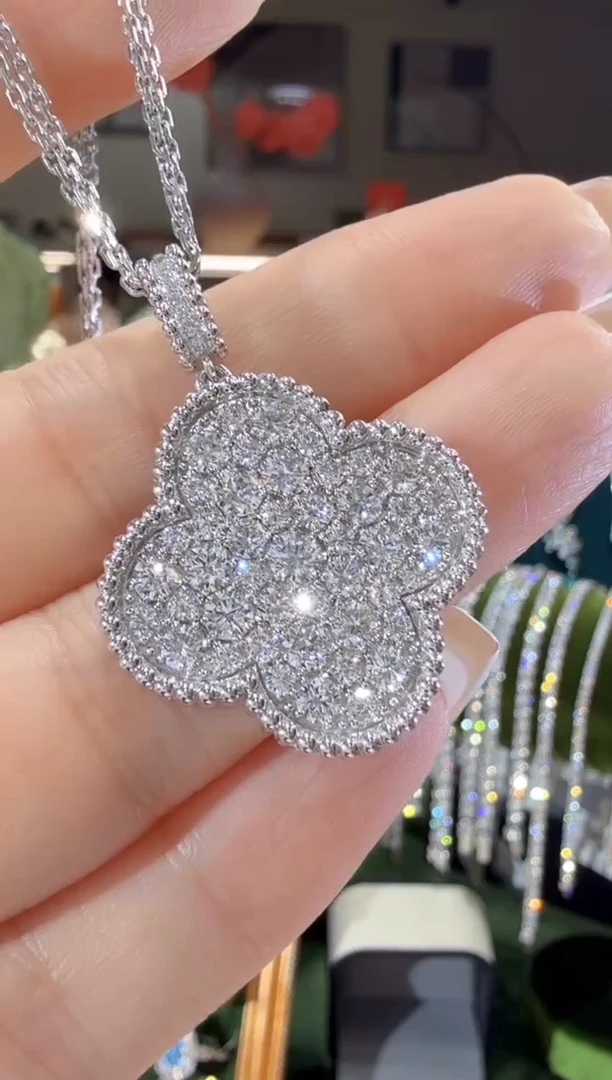 铂Pt950镶嵌颈饰实验室培育钻石项链