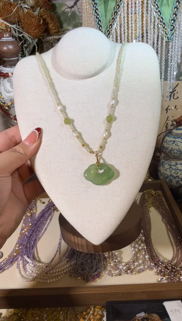 未镶嵌项链玛瑙/玉髓绿祥云 806