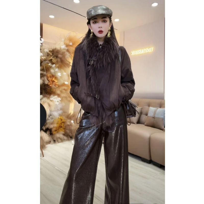 【YING FASHION】莹老板-设计款百搭大翻领草草鹅绒服 8020977 2237