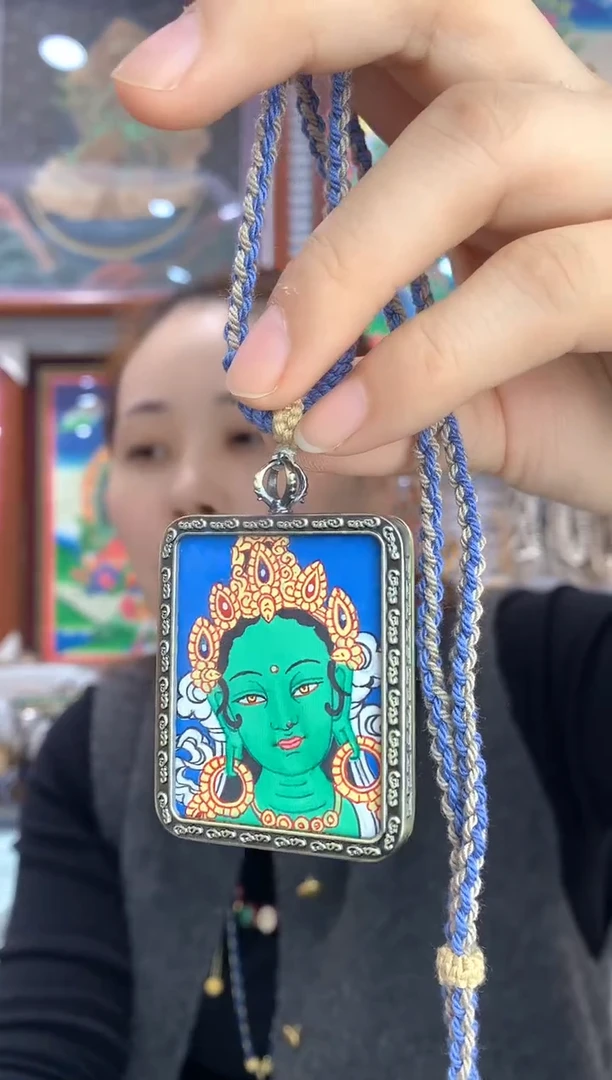 吊坠琳纯手绘唐卡【不退不换】绿麻麻
