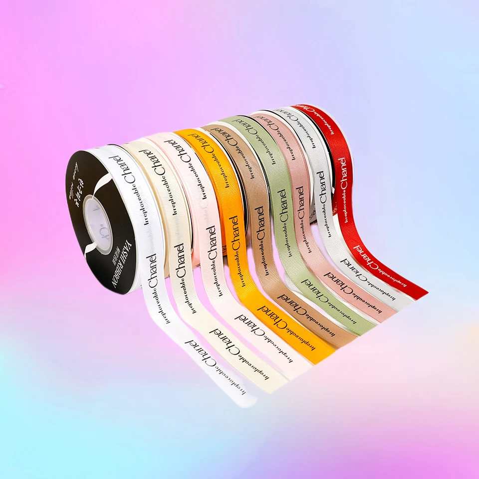 2.0cm英文螺纹带Chanel花束包装丝带礼品包装丝带厂家直销