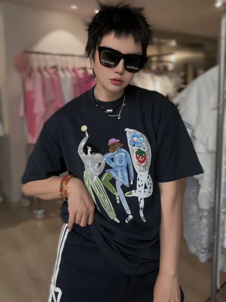 【济州岛】南油财神家 立体钩花人偶像设计短袖