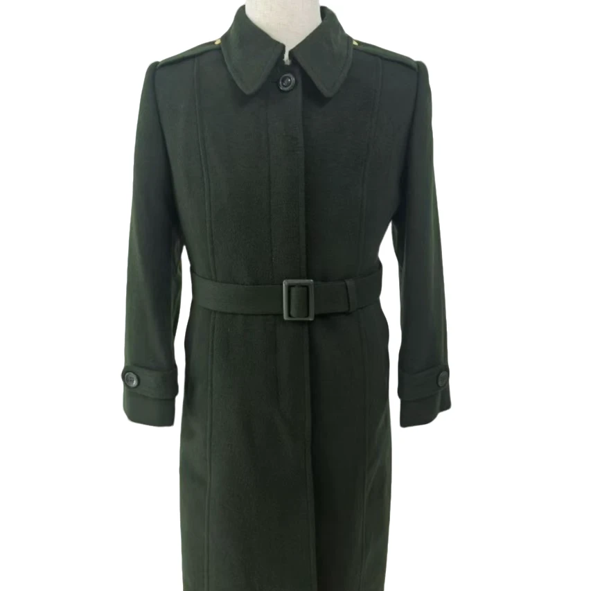 （女款）厚款中长款毛呢大衣秋冬外套军绿色大衣冬季休闲羊绒大衣