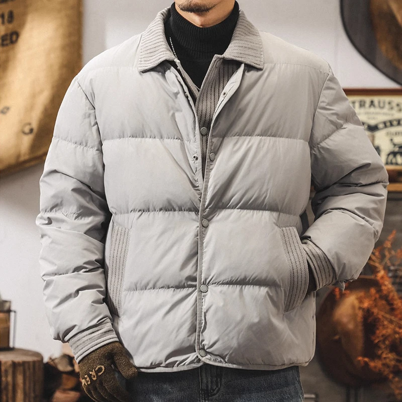 MR.MUDI/穆迪先生美式假两件90纯白鸭绒蓬松羽绒服男冬季加厚外套