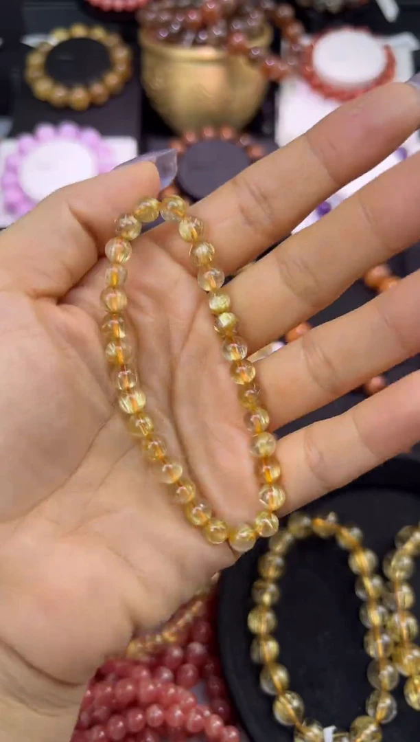 未镶嵌手串水晶金发晶6mm+