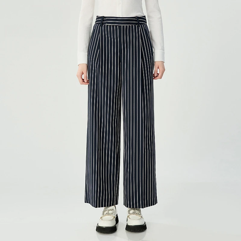 哥弟品质女装新款时尚休闲百搭干练宽松帅气直腰西装裤女1100501