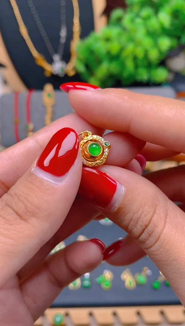 吊坠(不含链)银S925镶嵌翡翠小提溜