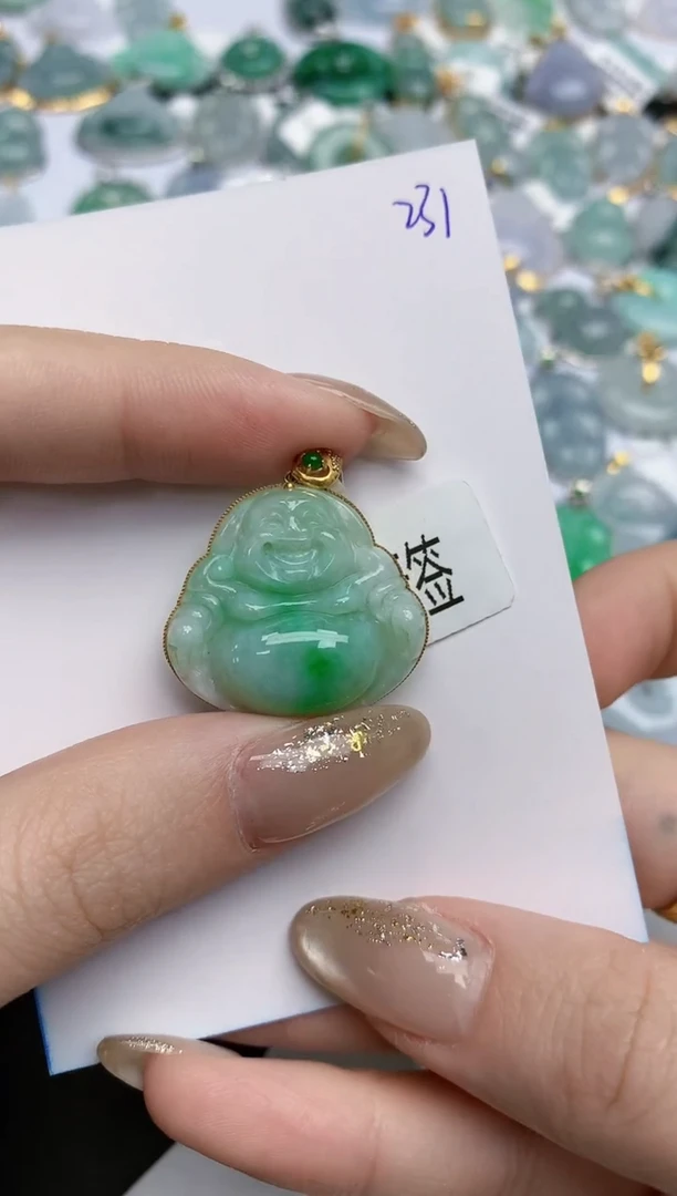 【闪购商品】翡翠颈饰18K金镶嵌天然缅甸翡翠A货