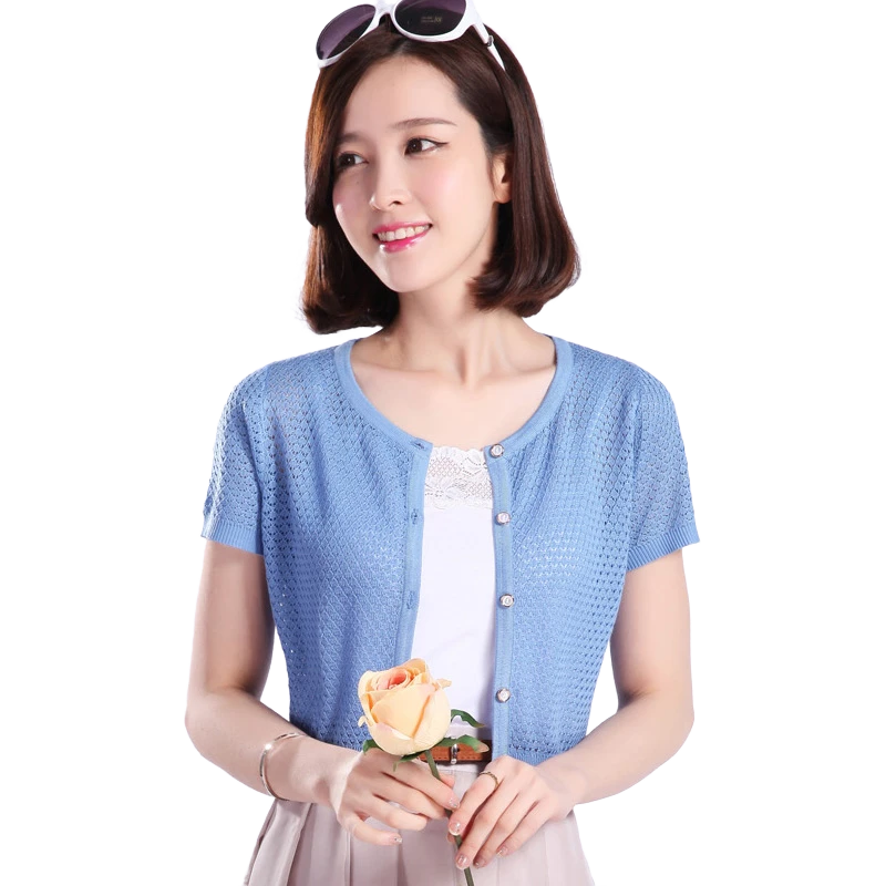 【品质福利款】夏季短款针织开衫纯色短袖空调衫短款时尚防晒小披肩