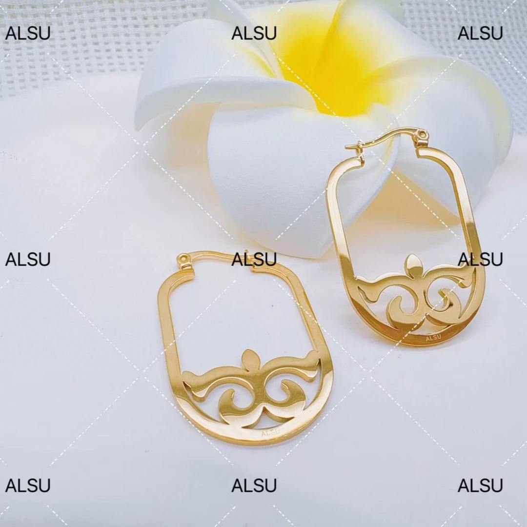 合金耳饰 ALSU原创经典耳环镂空时尚百搭复古法式