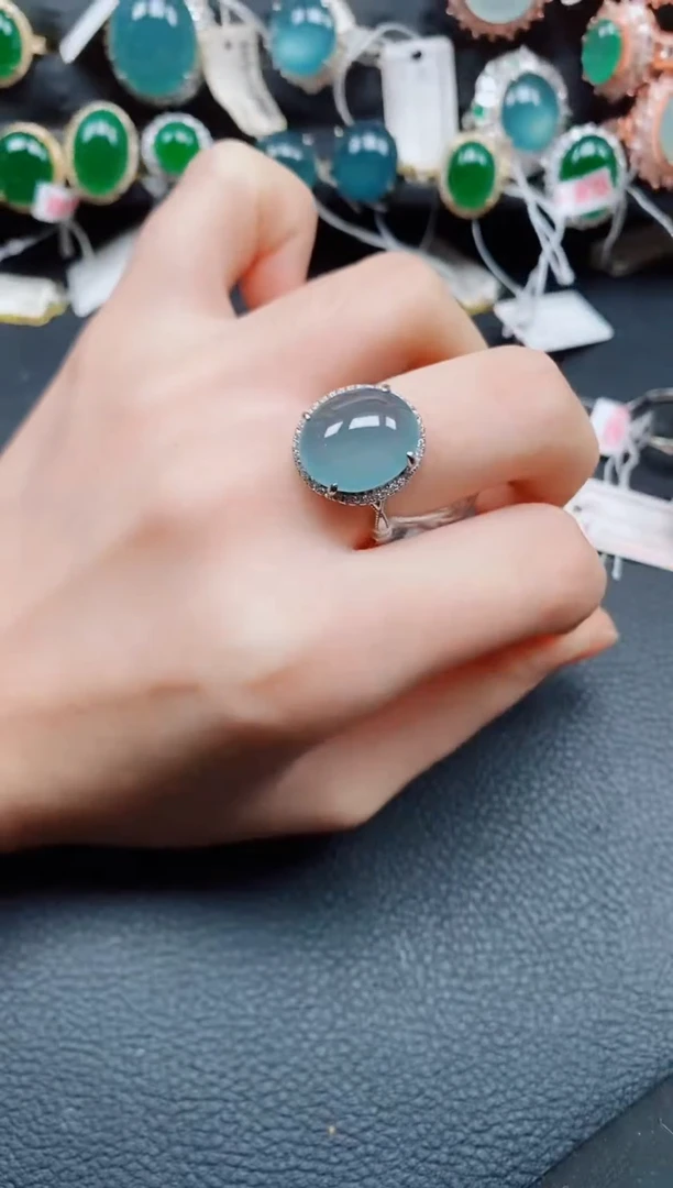 银S925镶嵌戒指翡翠翡翠