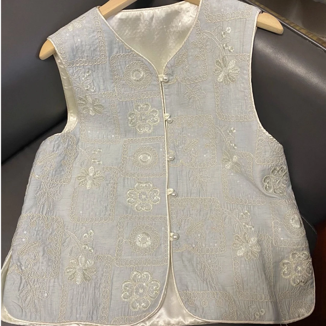 【奕泽优选】向阳花--新中式重工刺绣高端减龄真丝马甲9911