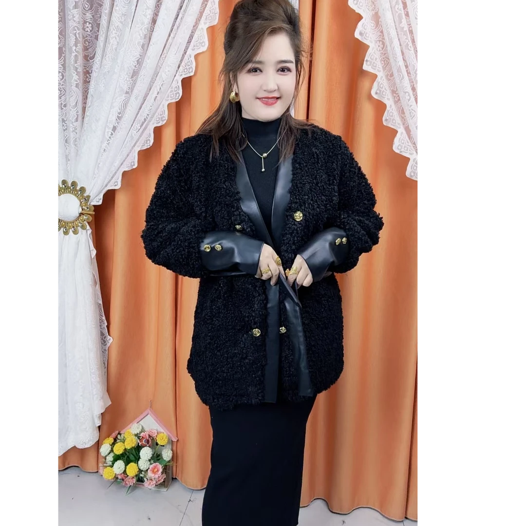 秋冬韩版宽松皮毛一体加厚羊羔绒外套女2024新款时尚气质百搭上衣