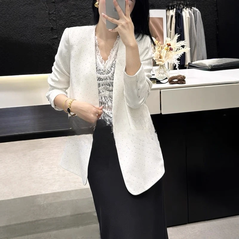 78293韩版抗皱女士西装衬衫袖气质白色夏季韩版休闲百搭