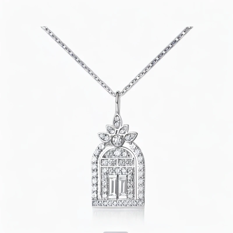 坠链均925银莫桑石 幸福门银莫桑轻奢时尚满赚百搭女小众灵动坠链