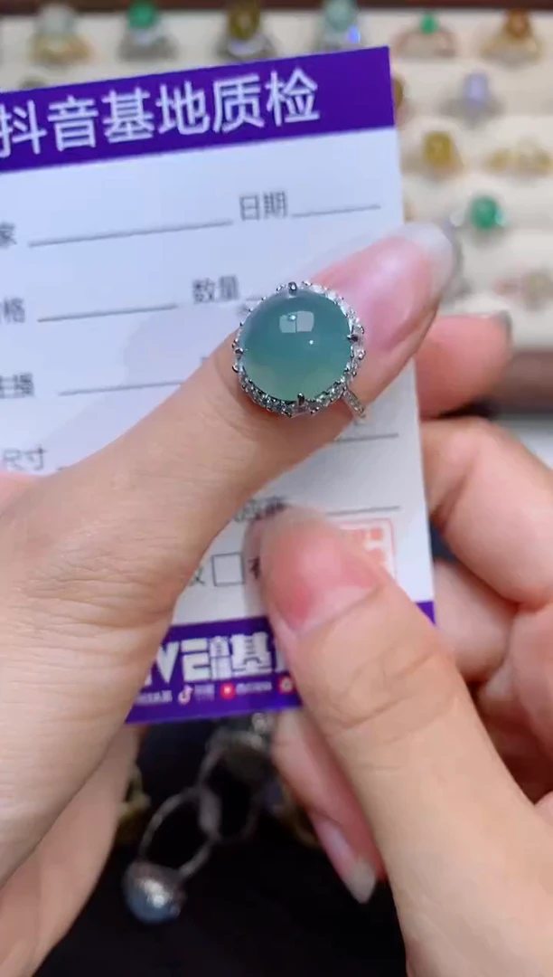 银S925镶嵌戒指翡翠1