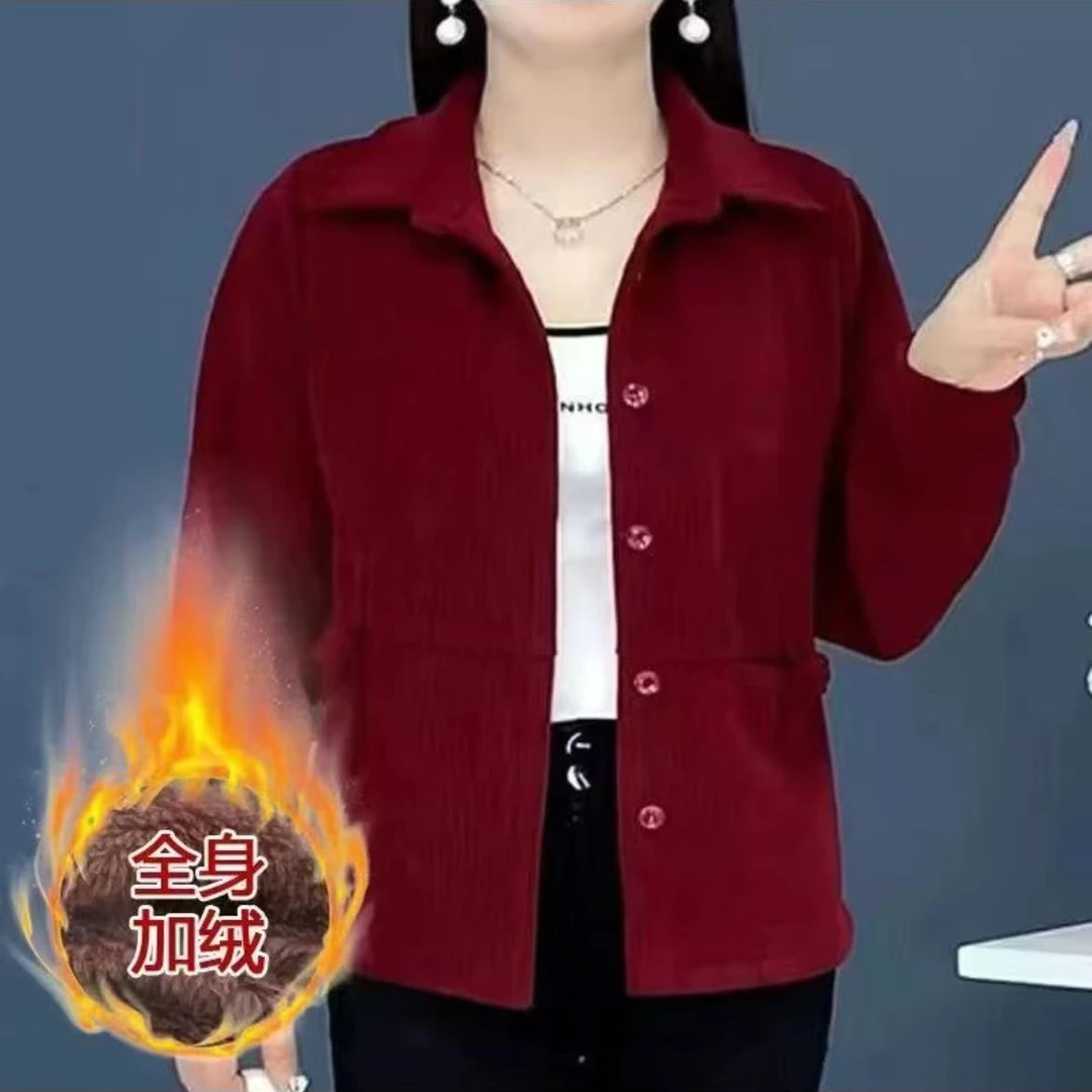 外套秋冬季复古中老年时尚宽松遮肉显瘦外穿气质长袖